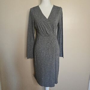 Athleta Wrap It Up Heathered  Long Sleeve Faux Wrap Dress